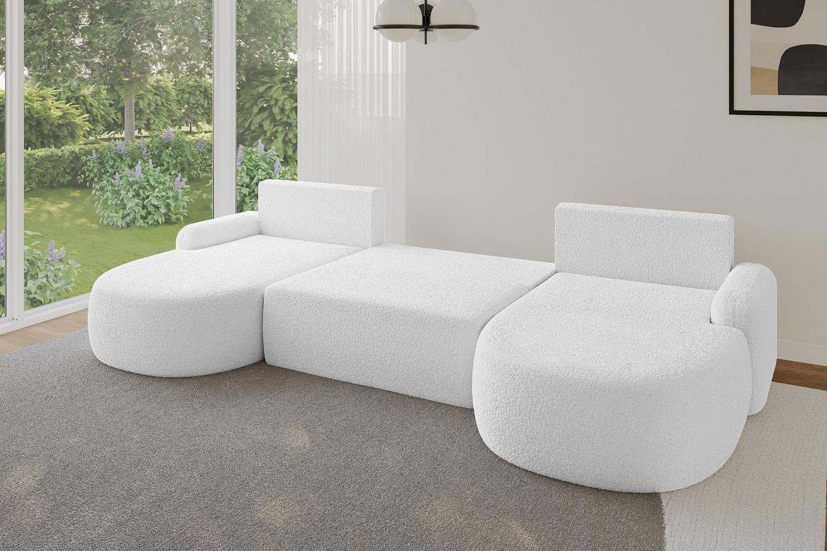 WOHNLANDSCHAFT mit Schlaffunktion und Bettkasten LIRA-U - 335x172x89 Weiß - Weiß, Holzwerkstoff/Textil (335/89/172cm) - ALTDECOR