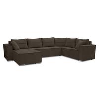WOHNLANDSCHAFT Lovere U Braun 314/217/90 cm – mit Schlaffunktion und Bettkasten - Silberfarben/Braun, Textil/Metall (314/90/217cm) - AX Living