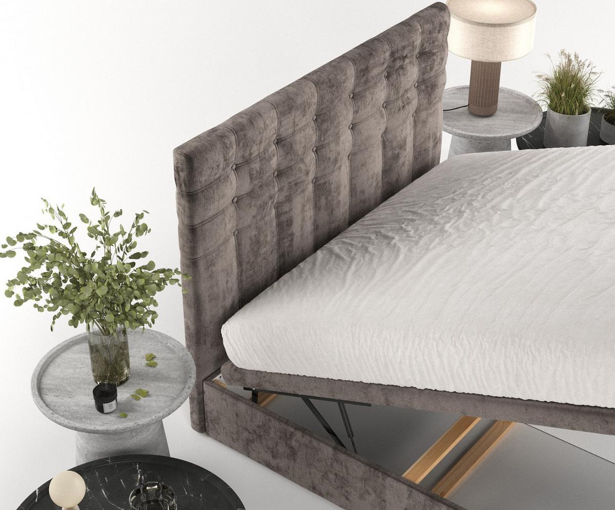 POLSTERBETT Callo mit Stauraum 120/200 cm Braun im Lotta Stoff - Schwarz/Braun, Holz/Holzwerkstoff (120/200cm) - AltaBeds