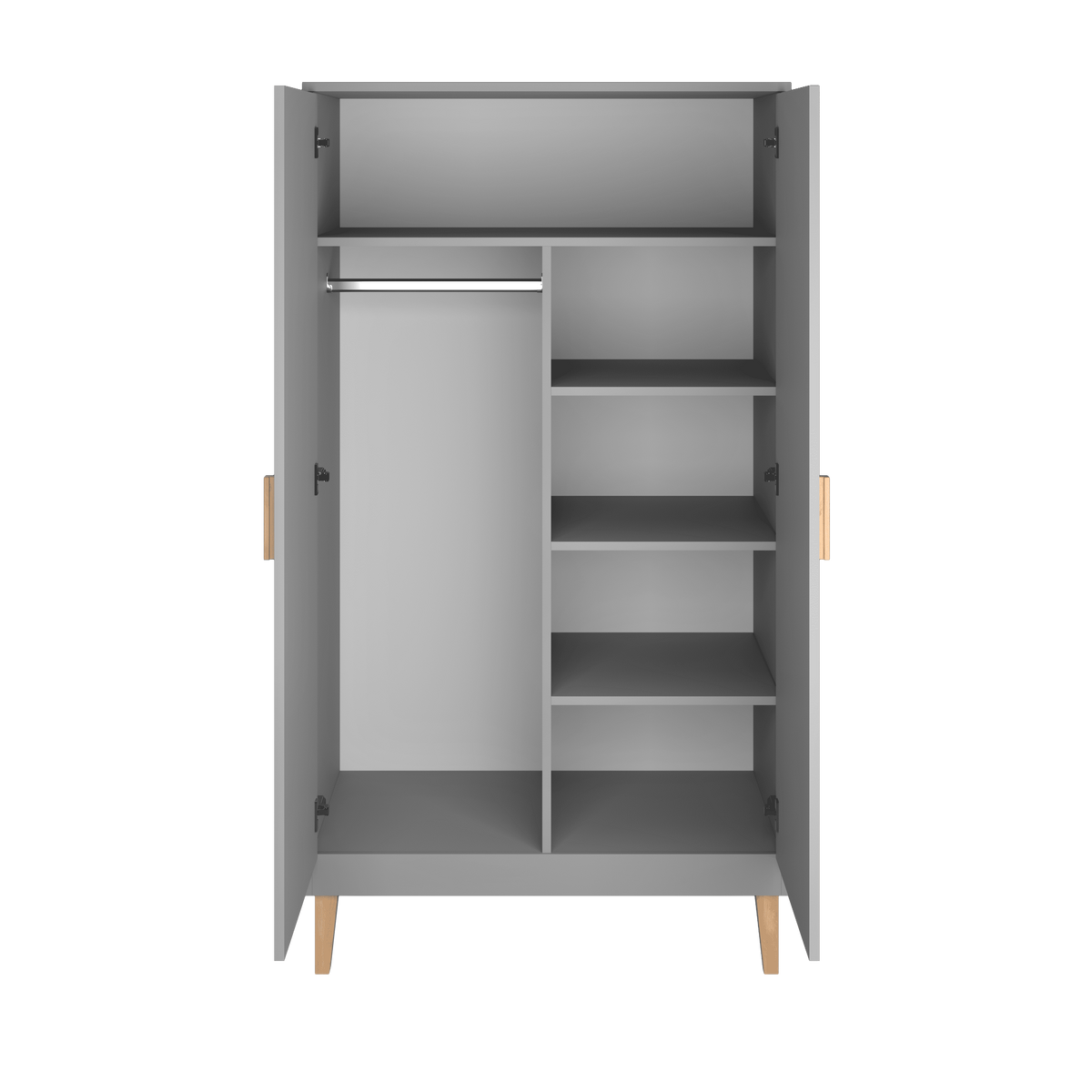 KINDERKLEIDERSCHRANK Kubi - Grau, Holzwerkstoff (55/184/100cm) - RAUMHIRSCH FURNITURE