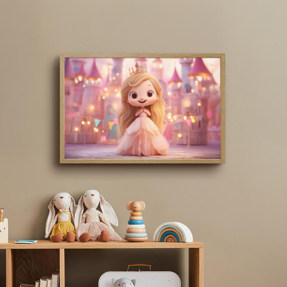 WANDLEUCHTE MIT AKKU Prinzessin - Rosa - Schloss 60x40 cm - Rosa, Holzwerkstoff (60/40/8cm) - OnlyWow