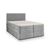 BOXSPRINGBETT FELBIO 180x200 cm mit Matratze und Topper - Hellgrau - Hellgrau, Holz (180/200cm) - MASSENO