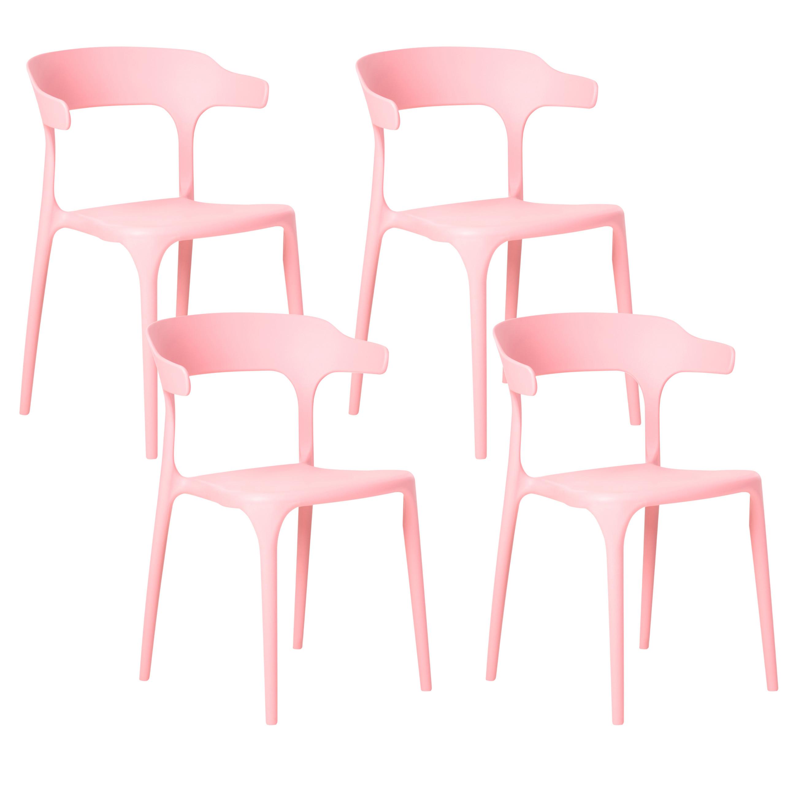 GARTENSTUHL 4er-Set Rosa Gubbio - Pink, Kunststoff (50/76/49cm) - Beliani