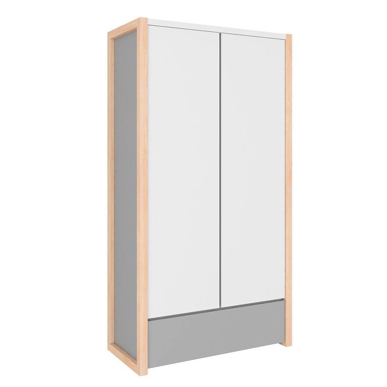 SCHRANK 2 Türen Weiß und grau - Weiß, Holzwerkstoff (100/190/50cm) - Petits-meubles