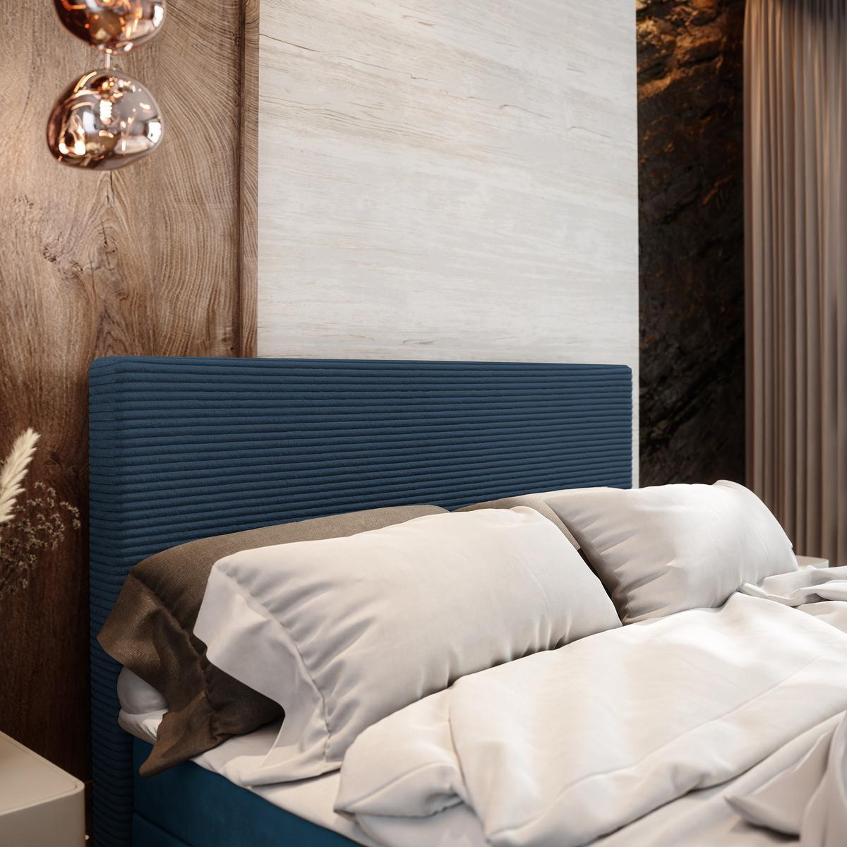 BOXBETT ALORIA 140x200 cm mit Matratze und Topper - Blau - Blau, Holz (140/200cm) - MASSENO