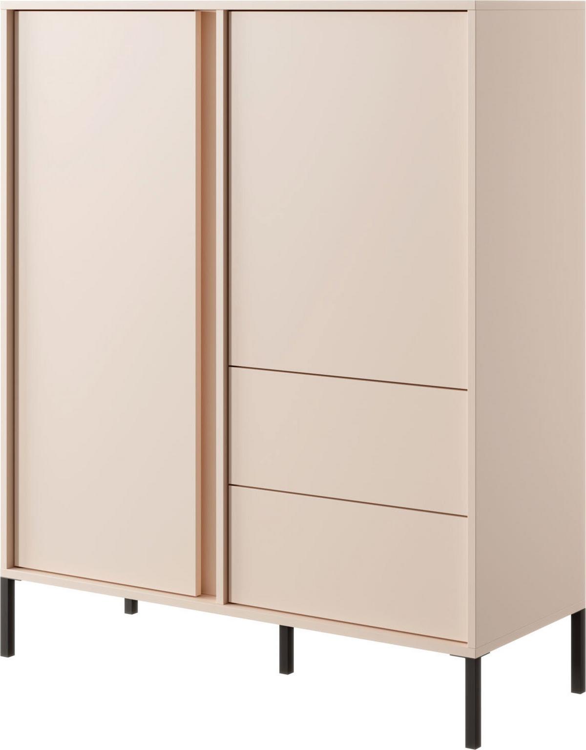 HIGHBOARD Donna in Beige 103/123/40 cm - Beige/Schwarz, Holzwerkstoff/Metall (103.3/123.4/39.5cm) - WFL GROUP