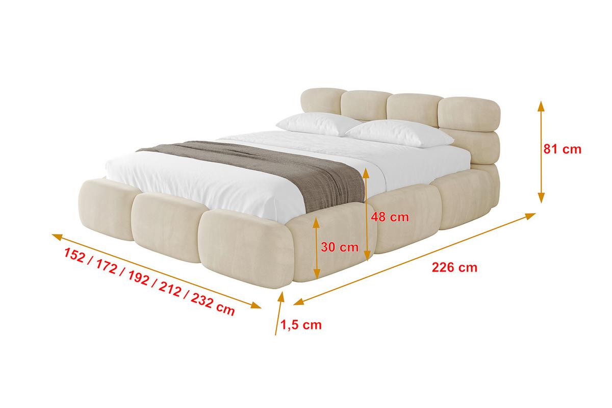 POLSTERBETT mit Bettkasten und Lattenrost, Boxbett ohne Matratze - NOMA 160x200 Beige - Beige, Holzwerkstoff/Textil (160/200cm) - ALTDECOR