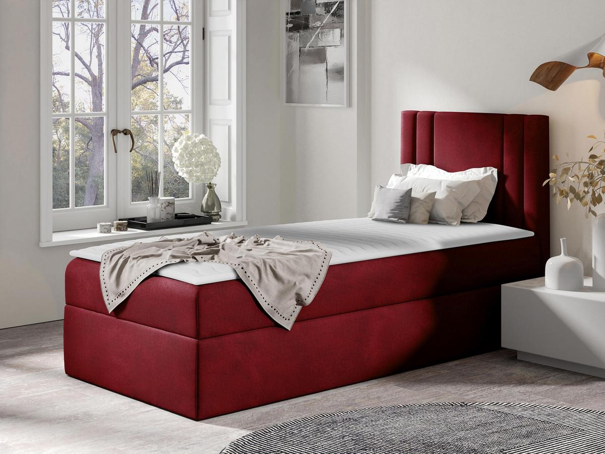 BOXBETT Carmen Mini, Seite zum Öffnen des Bettkastens: Rechts - H3 - Dunkelrot, Holz (90/200cm) - MIRJAN24