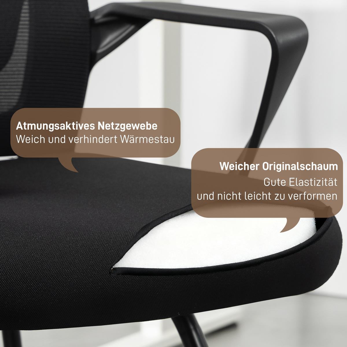 BESUCHERSTUHL Netzstoff Schwarz - Schwarz, Kunststoff/Textil (56/97/57cm) - HOMCOM