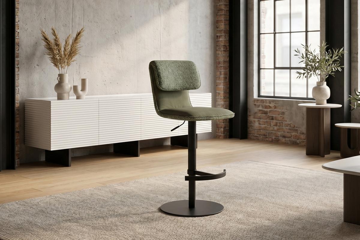 BARHOCKER LILIANA Grün Webstoff Drehbar (360°) (1er-Set) - Grün, Kunststoff/Textil (46/91/61cm) - KAWOLA