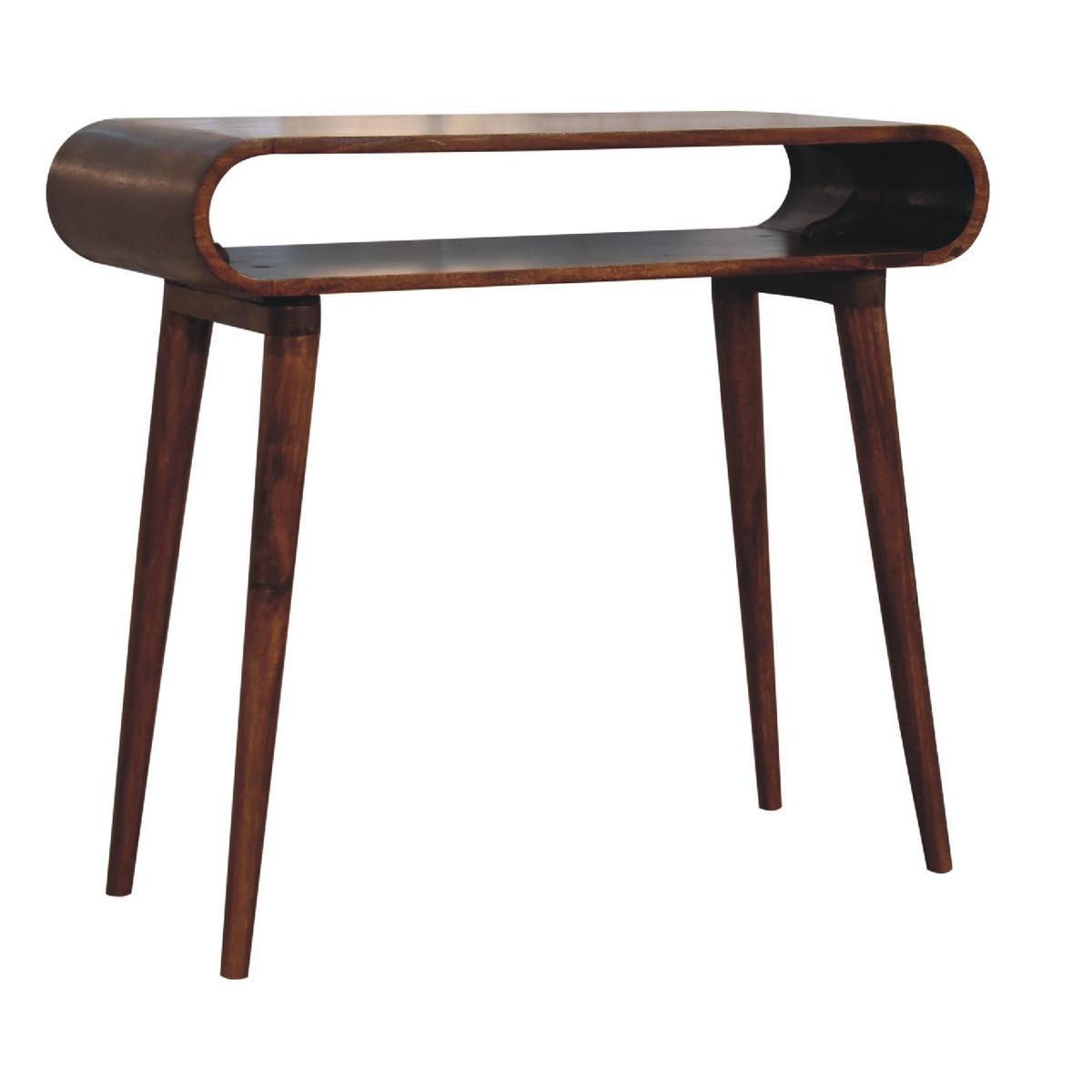 KONSELENTISCH aus Massivholz, Offener Lagerraum, Braun - Kastanienfarben/Messingfarben, Holz/Metall (35/90/80cm) - Artisan Furniture