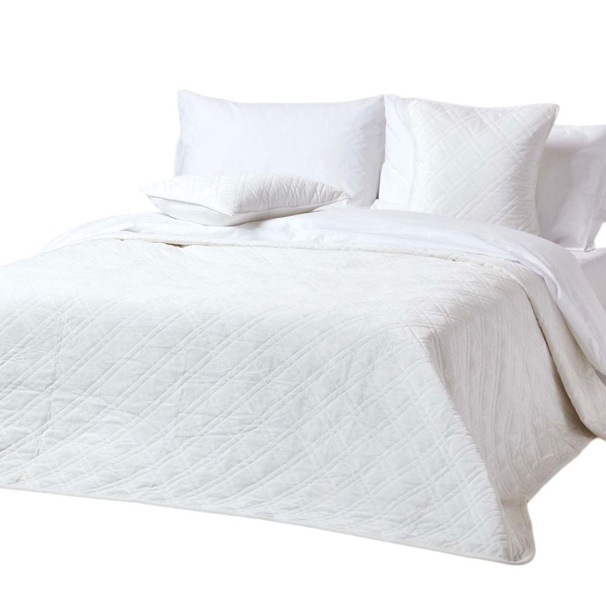 TAGESDECKE Samt 200/200 cm, geometrisch gemustert - Creme, Textil (200/200cm) - Homescapes