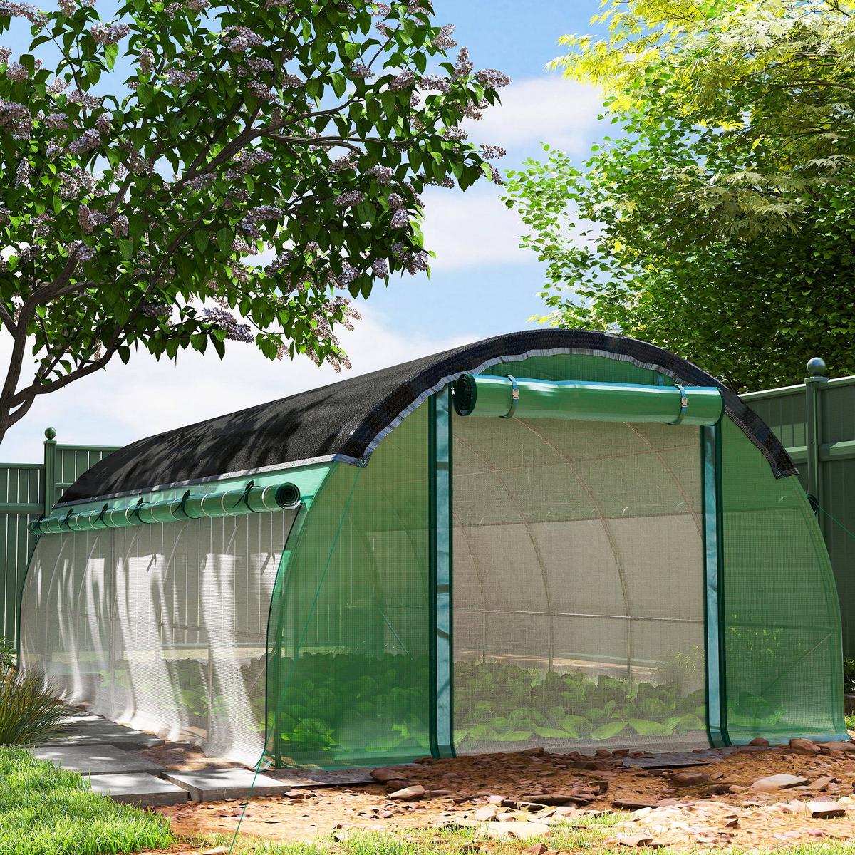 FOLIENTUNNEL, 600L x 300B x 198H cm - Grün, Kunststoff (300/198/600cm) - Outsunny