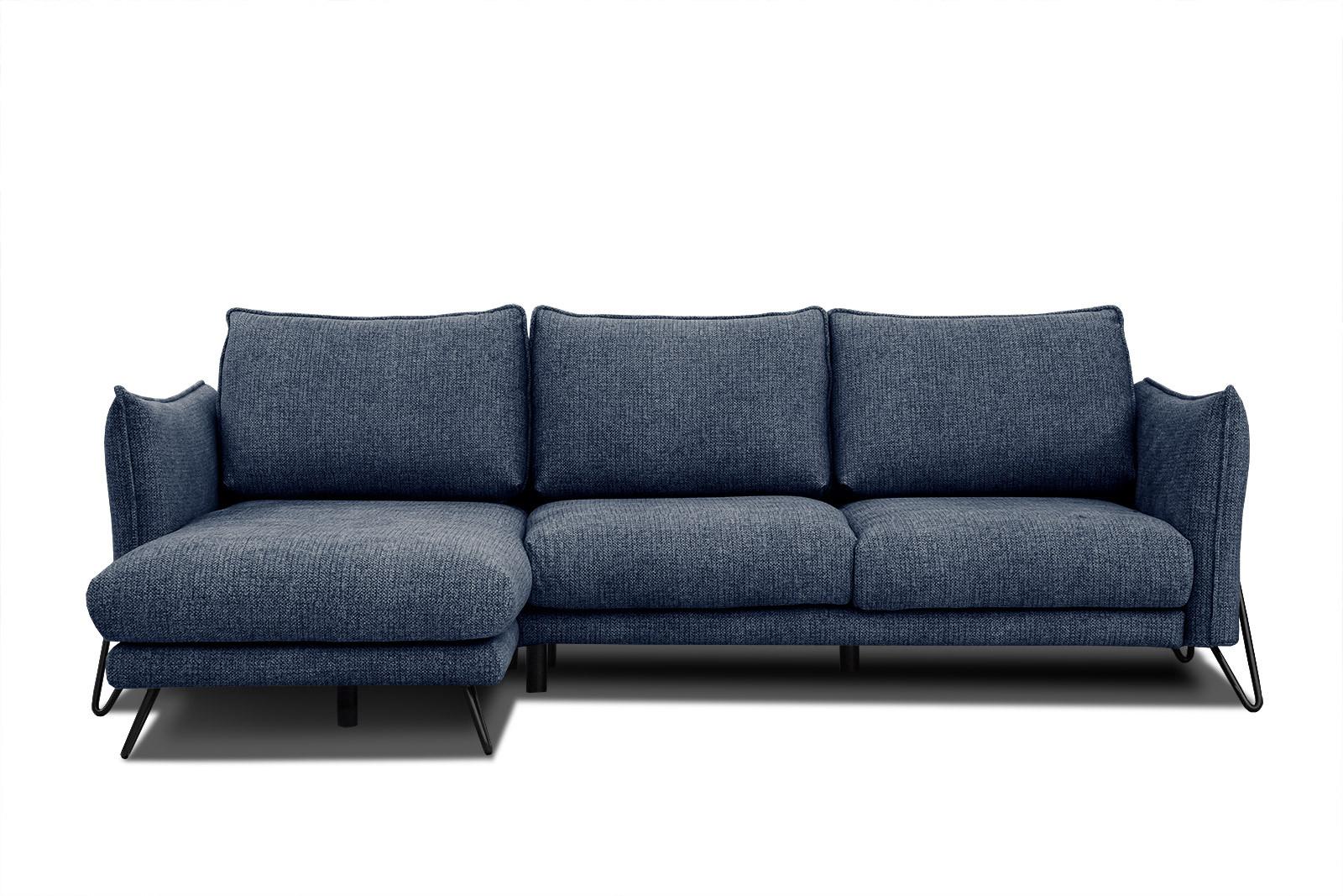ECKSOFA HOSTEN 4-Sitzer, dunkelblau - Schwarz/Dunkelblau, Holzwerkstoff/Textil (158/269cm) - Wozimo