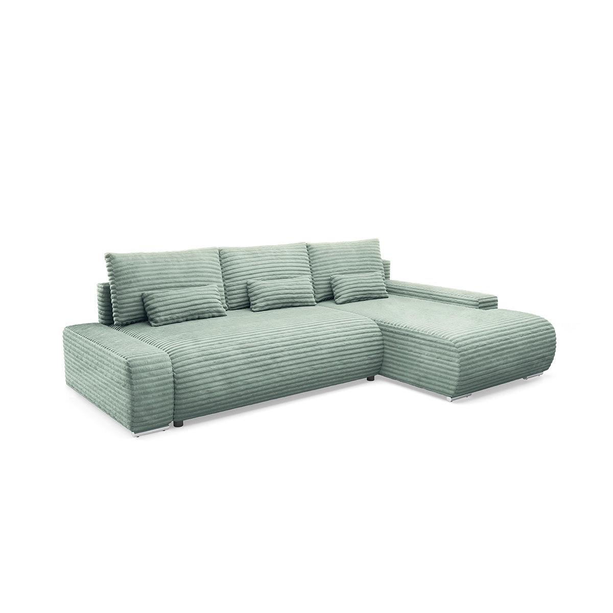 ECKSOFA Ivana 3 Sitzplätze Hellgrün - Grün, Holz (265/172cm) - Petits-meubles