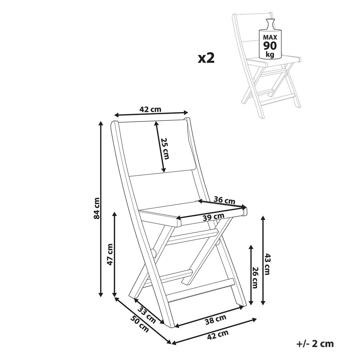 GARTENSTUHL 2er Set Grün Prossedi - Hellbraun/Grün, Holz (42/84/50cm) - Beliani