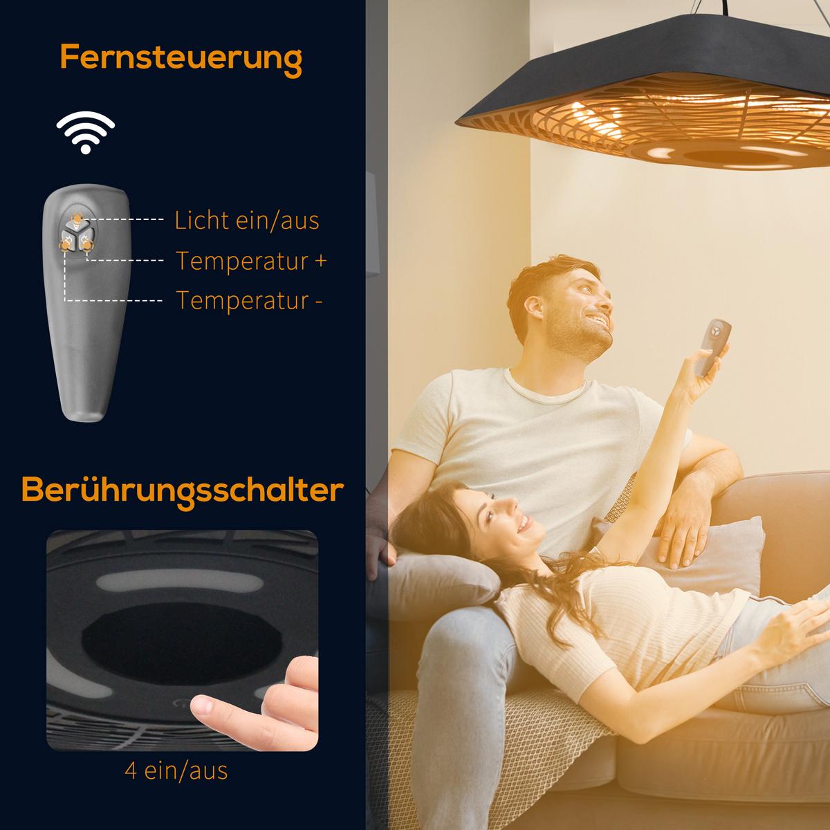 HEIZSTRAHLER, Aluminium, Metall, Schwarz - Schwarz, Metall (45/10/45cm) - Outsunny