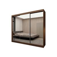 SCHWEBETÜRENSCHRANK BELLINA 240/216/61 cm Modern Kleiderschrank 3-türig mit Spiegel Nussbaumfarben - Nussbaumfarben, Holzwerkstoff (240/216/61cm) - MASSENO