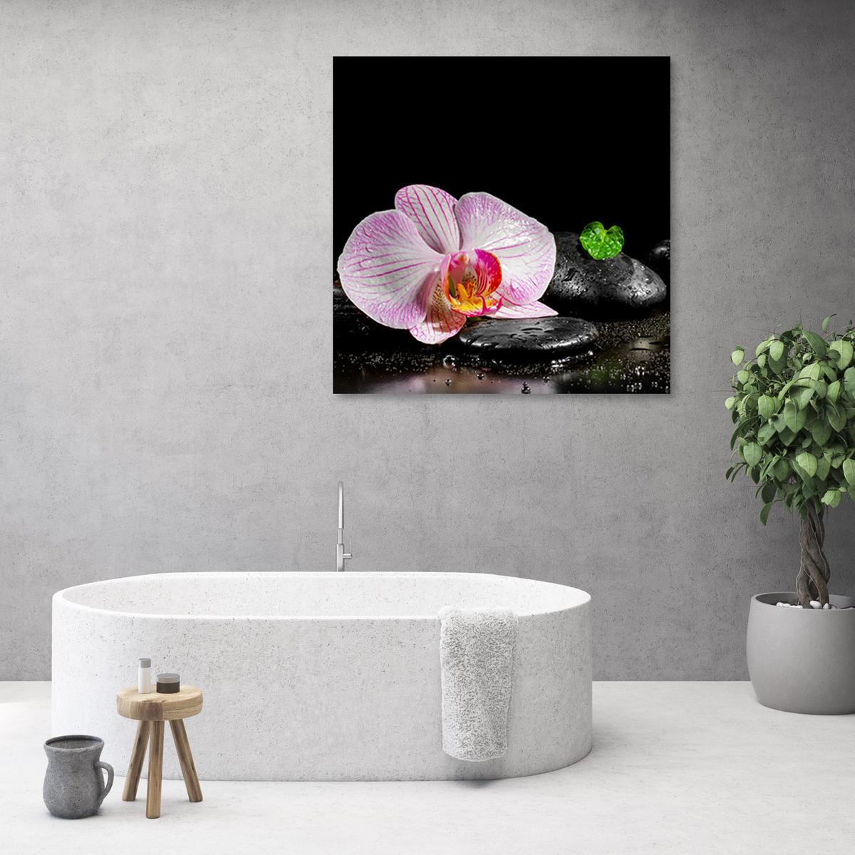 WANDBILD blumen orchidee zen spa - Schwarz, Textil (50/50cm) - Feeby