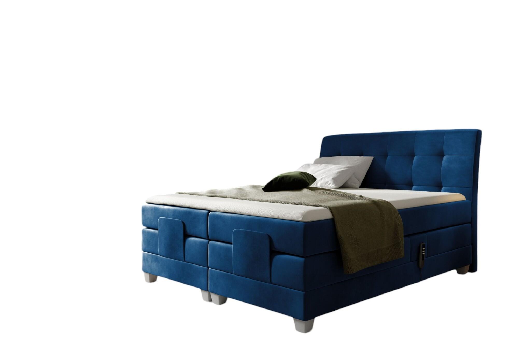 BOXSPRINGBETT Elektrisch Franco - Dunkelblau, Holzwerkstoff/Textil (120/200cm) - Fun Möbel
