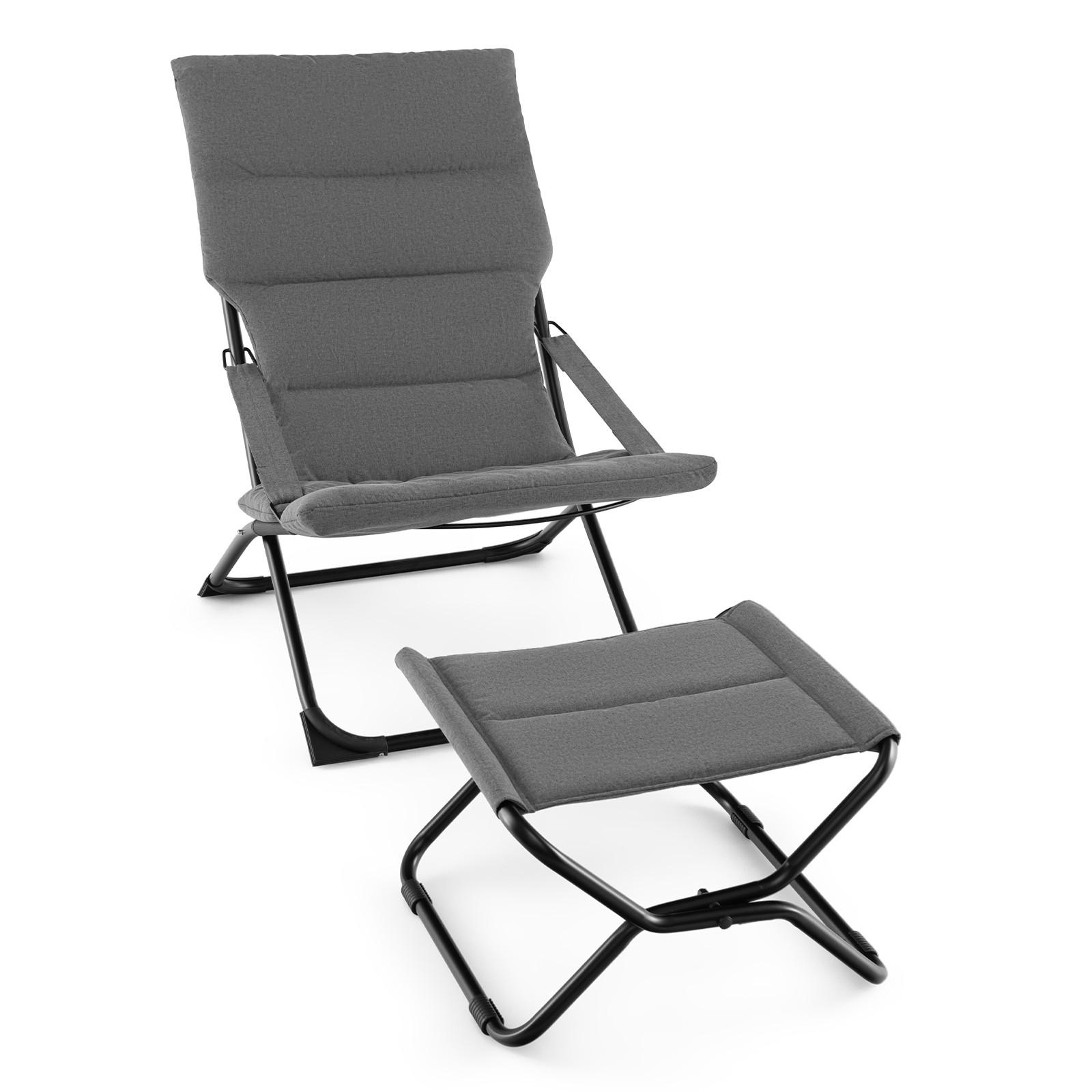 LIEGESTUHL mit Fußhocker Grau - Grau, Metall (121/16/61cm) - COSTWAY