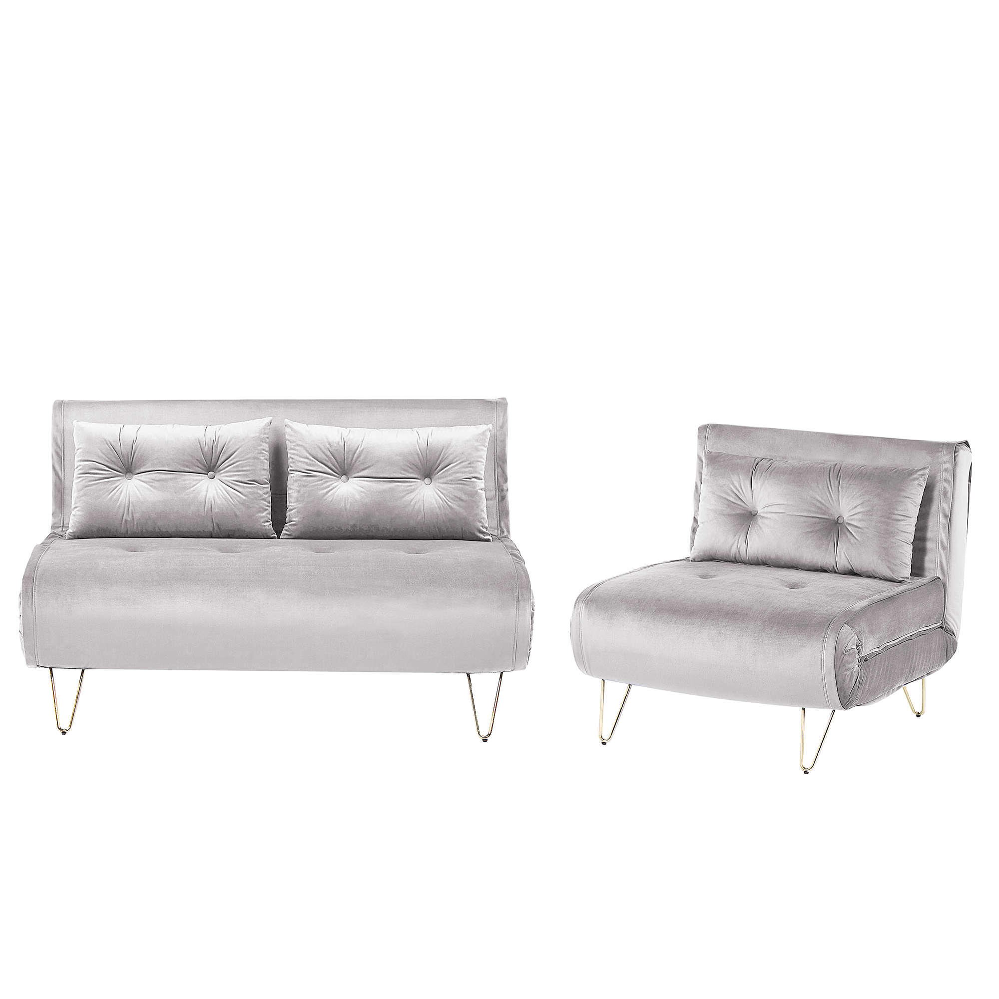 SOFA-SET 3-sitzer Samtstoff Grau Vestfold - Grau, Textil (130/81/78cm) - Beliani