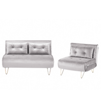 SOFA-SET 3-sitzer Samtstoff Grau Vestfold - Grau, Textil (130/81/78cm) - Beliani