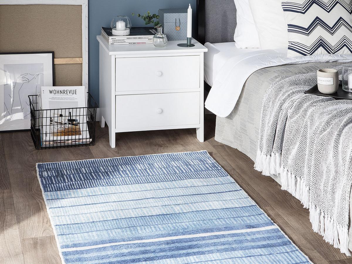 KURZFLOR-TEPPICH Yardere 150/80 cm - Blau, Naturmaterialien (80/150cm) - Beliani