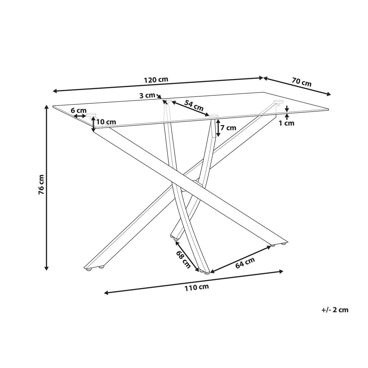 ESSTISCH 120/70/76 cm Goldfarben/Transparent Maramo - Goldfarben, Glas/Metall (120/70/76cm) - Beliani