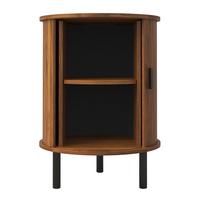 BEISTELLTISCH Rund Nussbaum Sideboard mit Schiebetür & Metallfüßen - Walnussfarben, Holzwerkstoff (48/48/65cm) - Urban Meuble