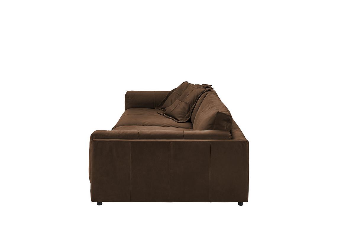 BIG SOFA RAINA Braun Leder - Schwarz/Braun, Leder/Kunststoff (294/85/150cm) - KAWOLA