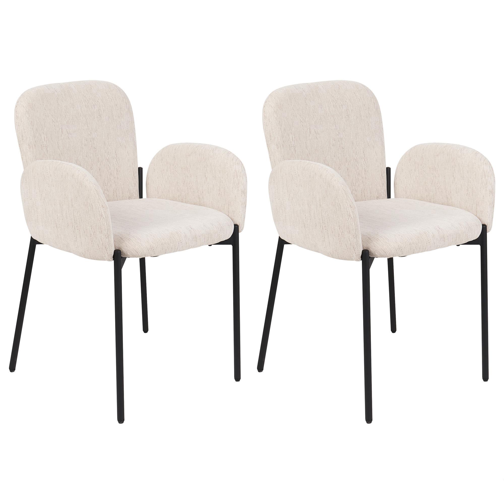ESSZIMMERSTUHL 2er-Set Stoff Beige Albee - Beige/Schwarz, Textil (52/81/47cm) - Beliani
