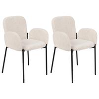 ESSZIMMERSTUHL 2er-Set Stoff Beige Albee - Beige/Schwarz, Textil (52/81/47cm) - Beliani