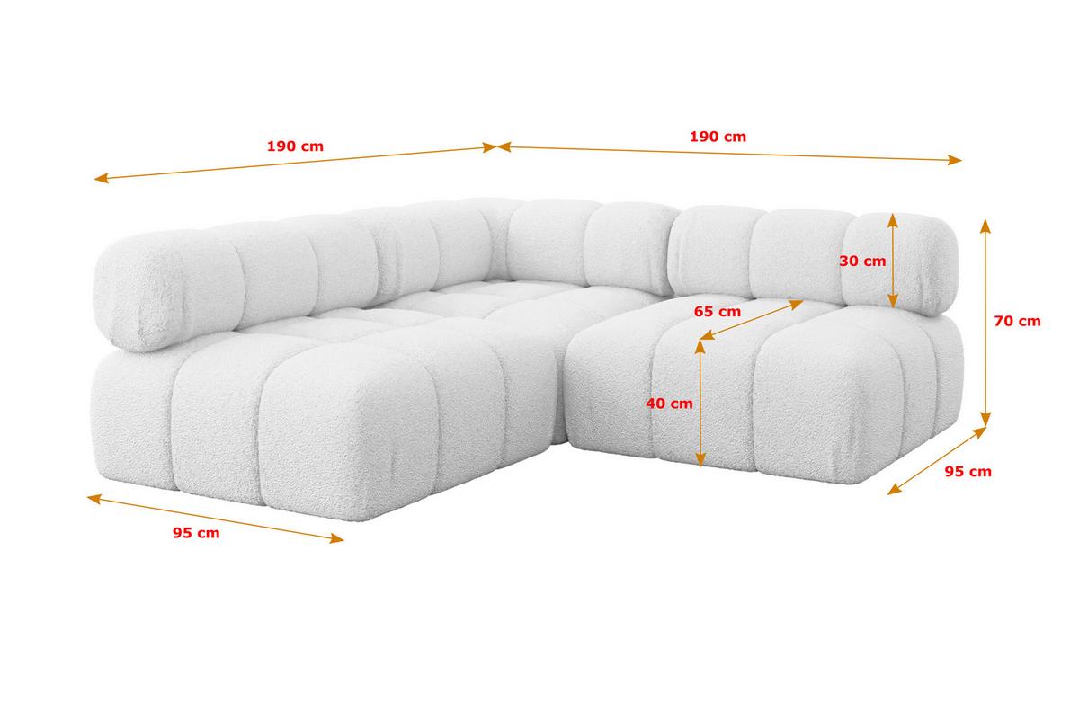 ECKSOFA modulares Sofa Samaro-L1 - 190x190x70 cm Weiß Bouclé - Weiß, Holzwerkstoff/Textil (190/190cm) - ALTDECOR