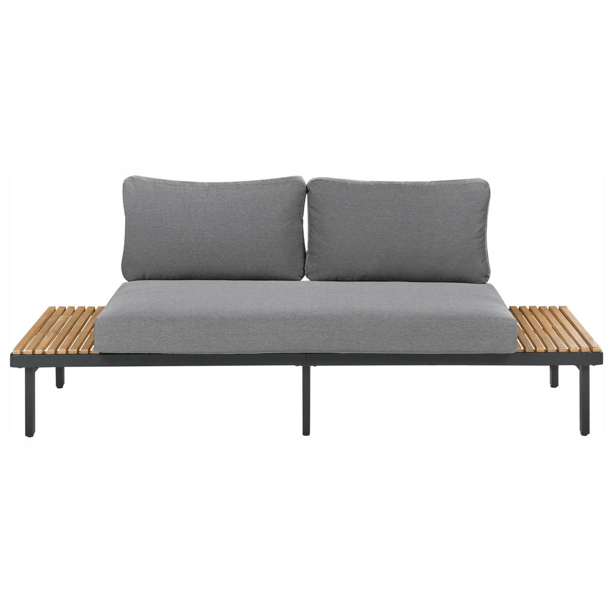 LOUNGE-SET mit Tisch 5-Sitzer Akazienholz Dunkelgrau Fivizzano - Dunkelgrau/Braun, Holz - Beliani