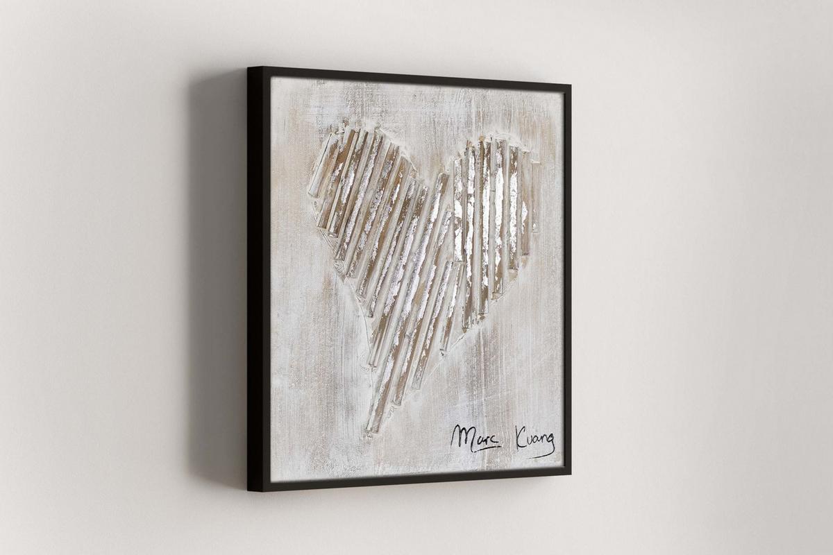 ACRYLBILD HANDGEMALT 30/30 cm - Beige/Grau, Holz/Textil (30/30cm) - KUNSTLOFT
