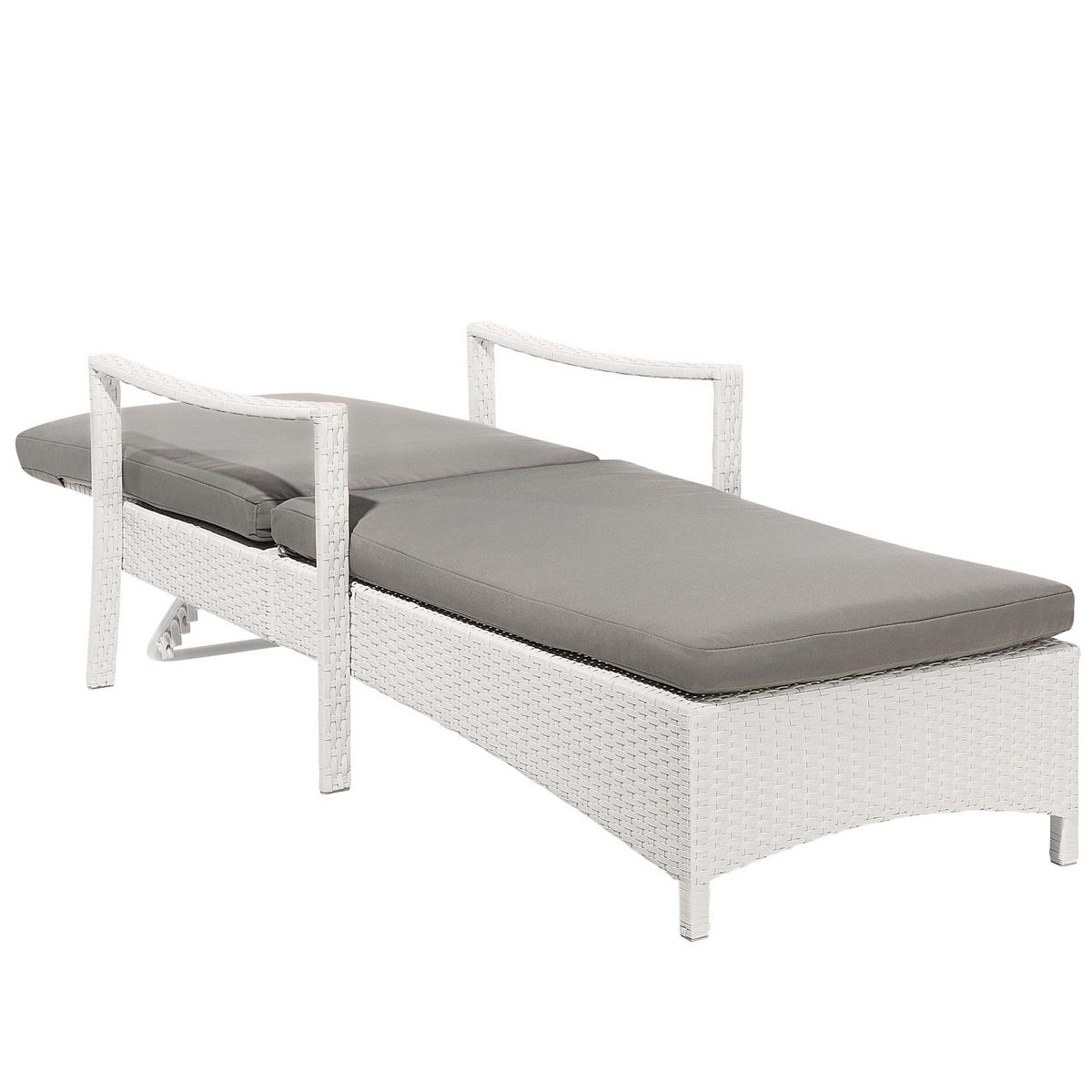 GARTENLIEGE Weiß/Grau Vasto - Weiß/Grau, Kunststoff (63/96/158cm) - Beliani