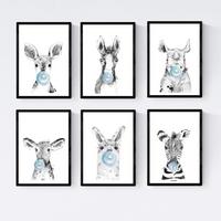 POSTER Set Mit 6 Tiere Babys Mit Kaugummi Zebra Rino Deer Kuhpferd Und Flamme A4 Rahmenlos - Klar, Papier (29/3cm) - Nacnic