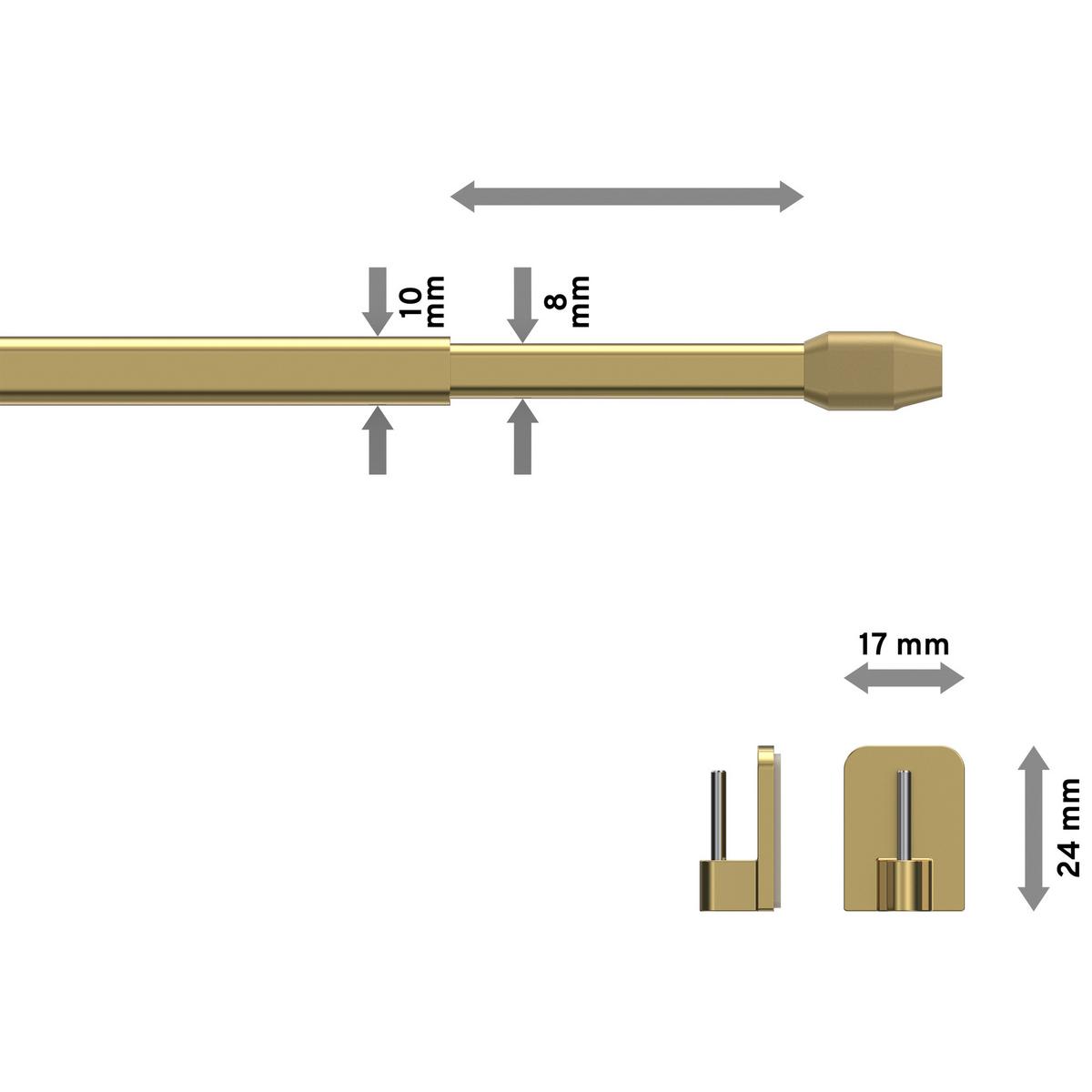 SCHEIBENSTANGEN / VITRAGESTANGEN MIT KLEBEHAKEN Geno 100-180 cm, oval, Messing-farbig, Packung 2 Stück - Messingfarben, Kunststoff/Metall (1.2/2.4/180cm) - INTERDECO