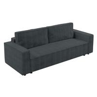 BIGSOFA Aydin Sofa Grau 238/94/85 cm Cord mit Schlaffunktion Bettkasten - Schwarz/Grau, Kunststoff/Textil (238/85/94cm) - AX Living