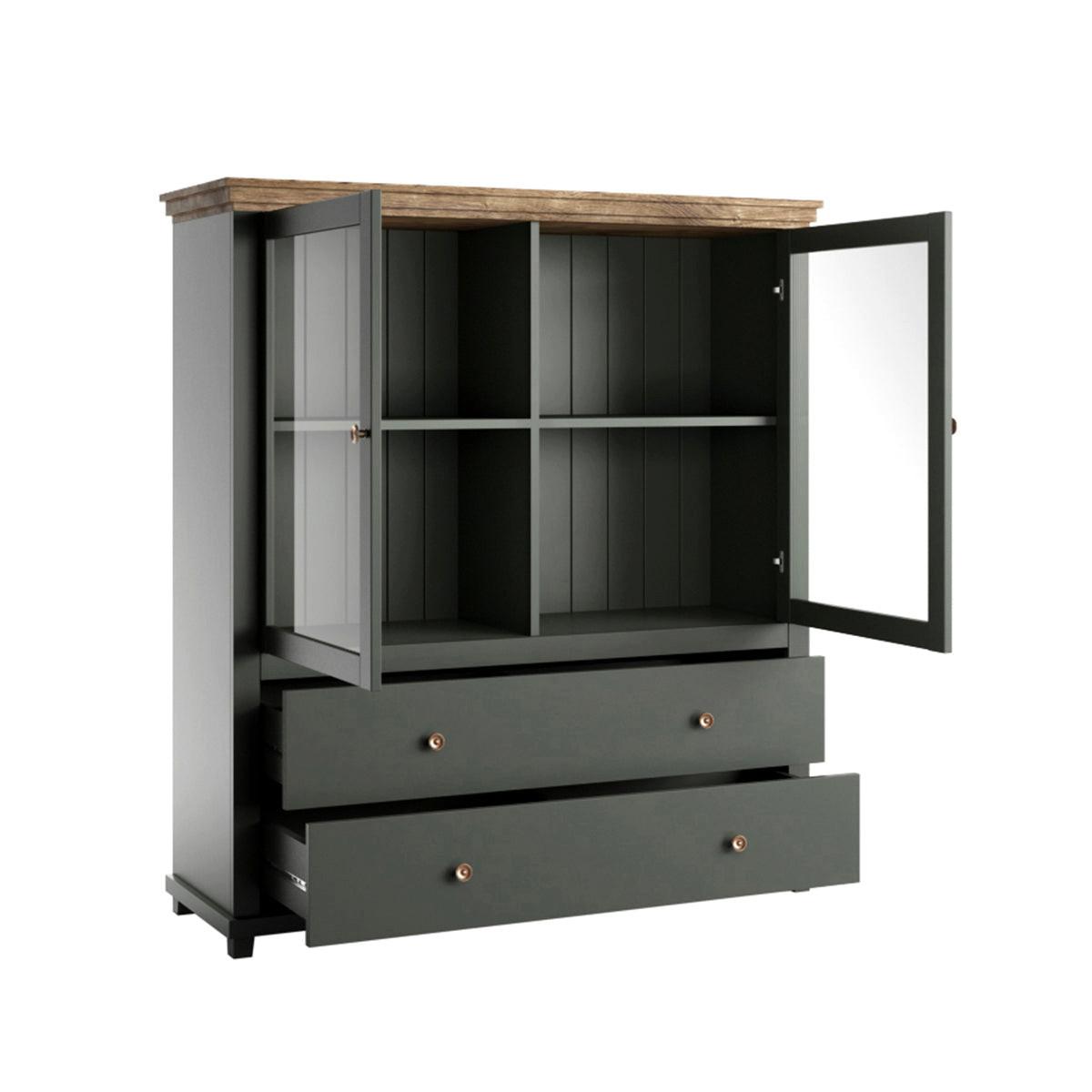 GESCHIRRSCHRANK Martin Grün und Holz - Grün, Holzwerkstoff (126/138/42cm) - Petits-meubles