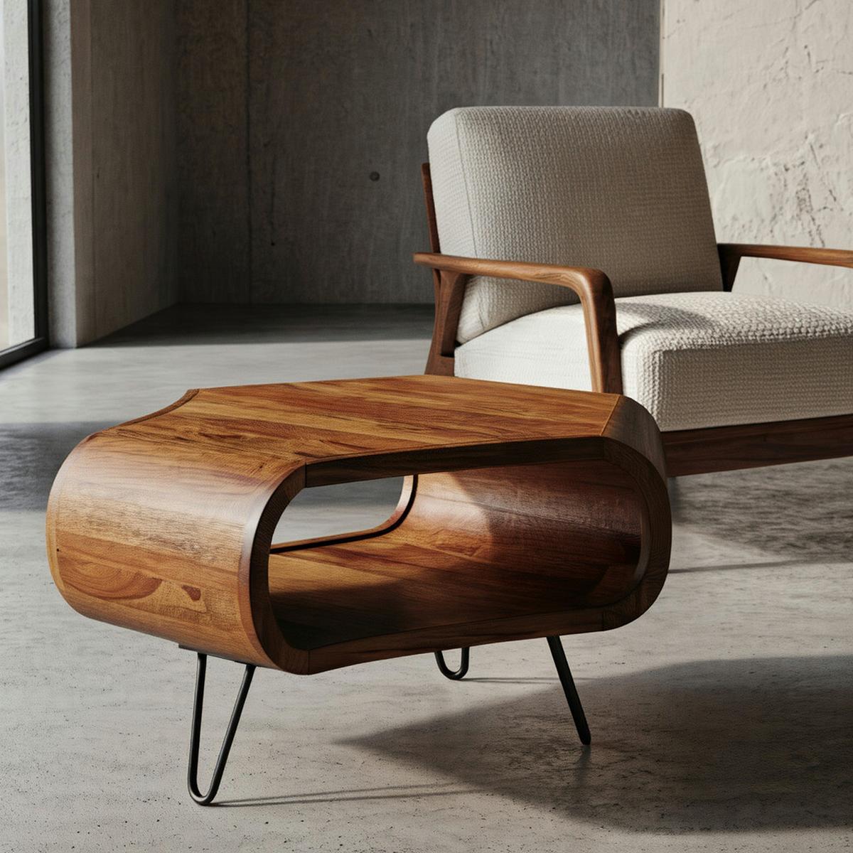 COUCHTISCH Sheesham Holz in Landhaus-Stil mit Stauraum, Maße 55x38x55 cm - Schwarz/Braun, Holz/Metall (55/55/38cm) - KADIMA DESIGN