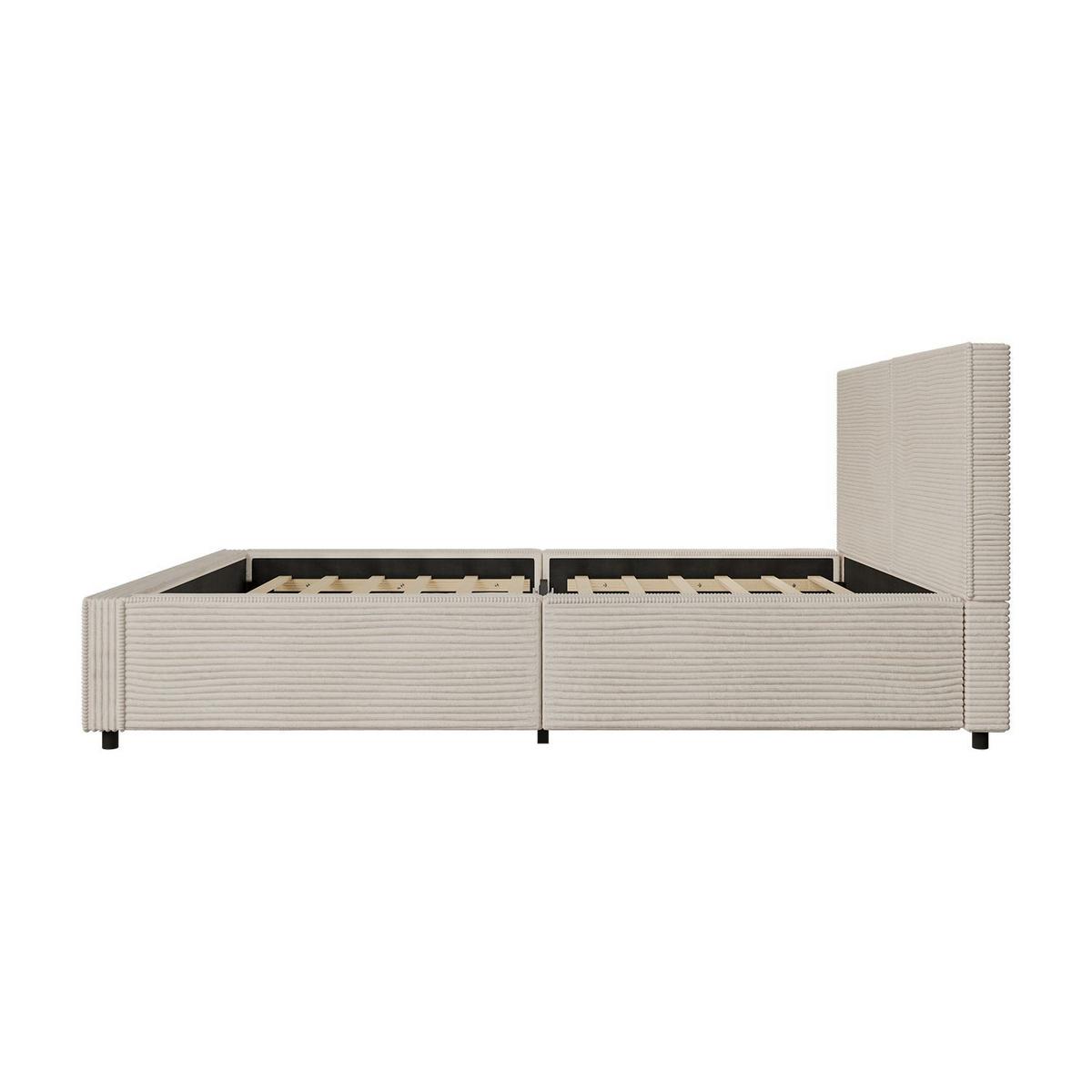 POLSTERBETT Salerno Cord beige 140x200 cm - Beige, Textil (140/200cm) - Juskys