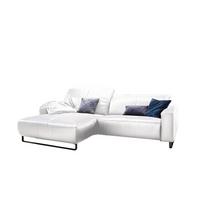 ECKSOFA MIT SITZTIEFENVERSTELLUNG YORK Weiß Leder Relaxfunktion - Schwarz/Weiß, Leder (284/180cm) - KAWOLA