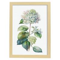 POSTER Hortensie 3 Im Nordischen Stil. A4 Rahmen Aus Hellem Holz - Beige, Papier (29.7/5/21cm) - Nacnic
