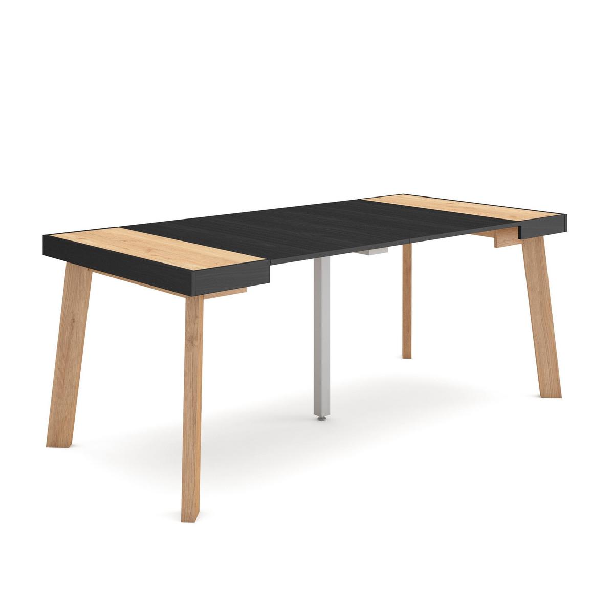 KONSOLENTISCH ausziehbar 58 bis 180cm, für 8 Gäste, eiche, schwarz, 90/58/73cm - Eichefarben/Schwarz, Holzwerkstoff (90/180/73cm) - Skraut Home