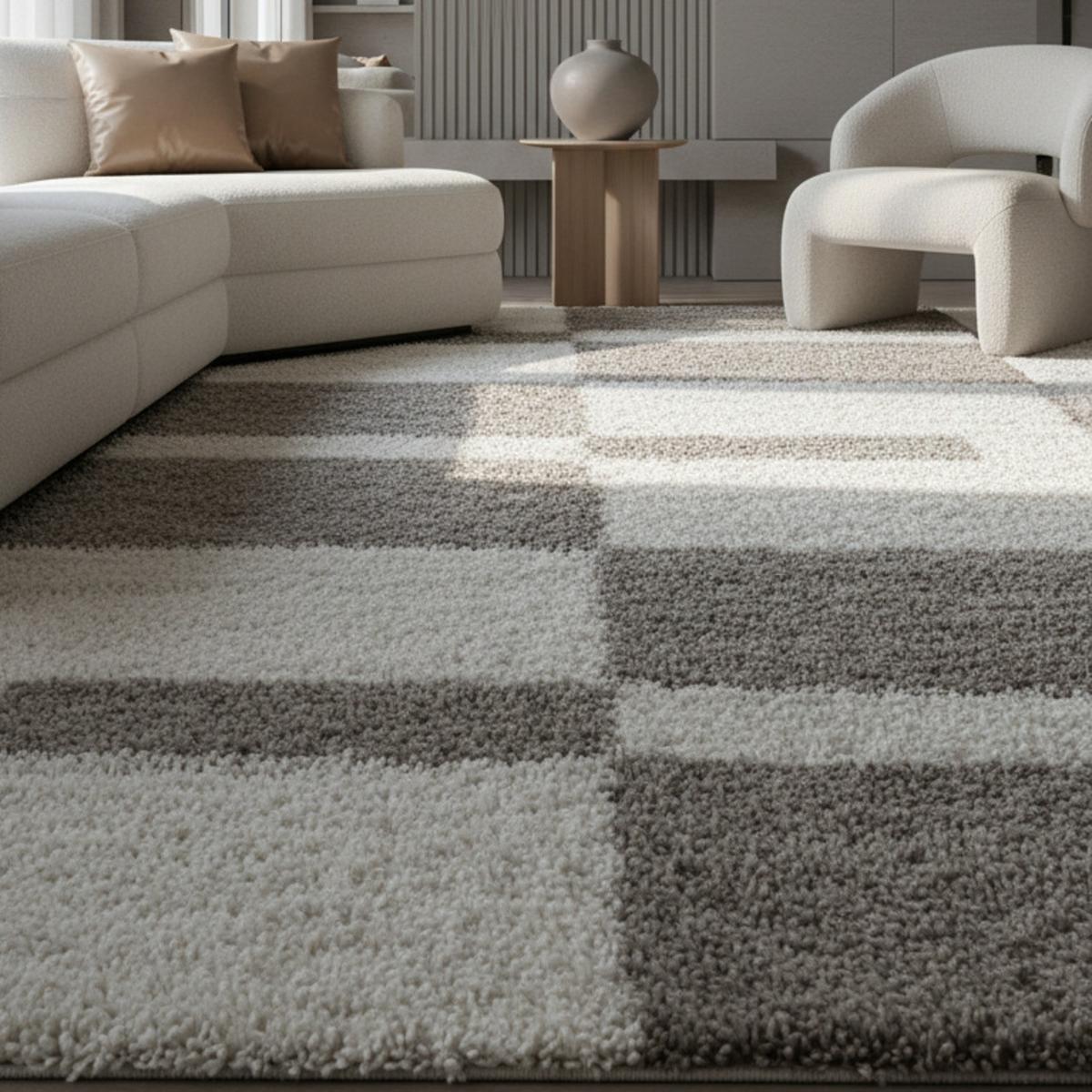 HOCHFLORTEPPICH WERFEN, kariert, Beige, 120 x 170 cm - Beige, Textil (170/120cm) - KADIMA DESIGN