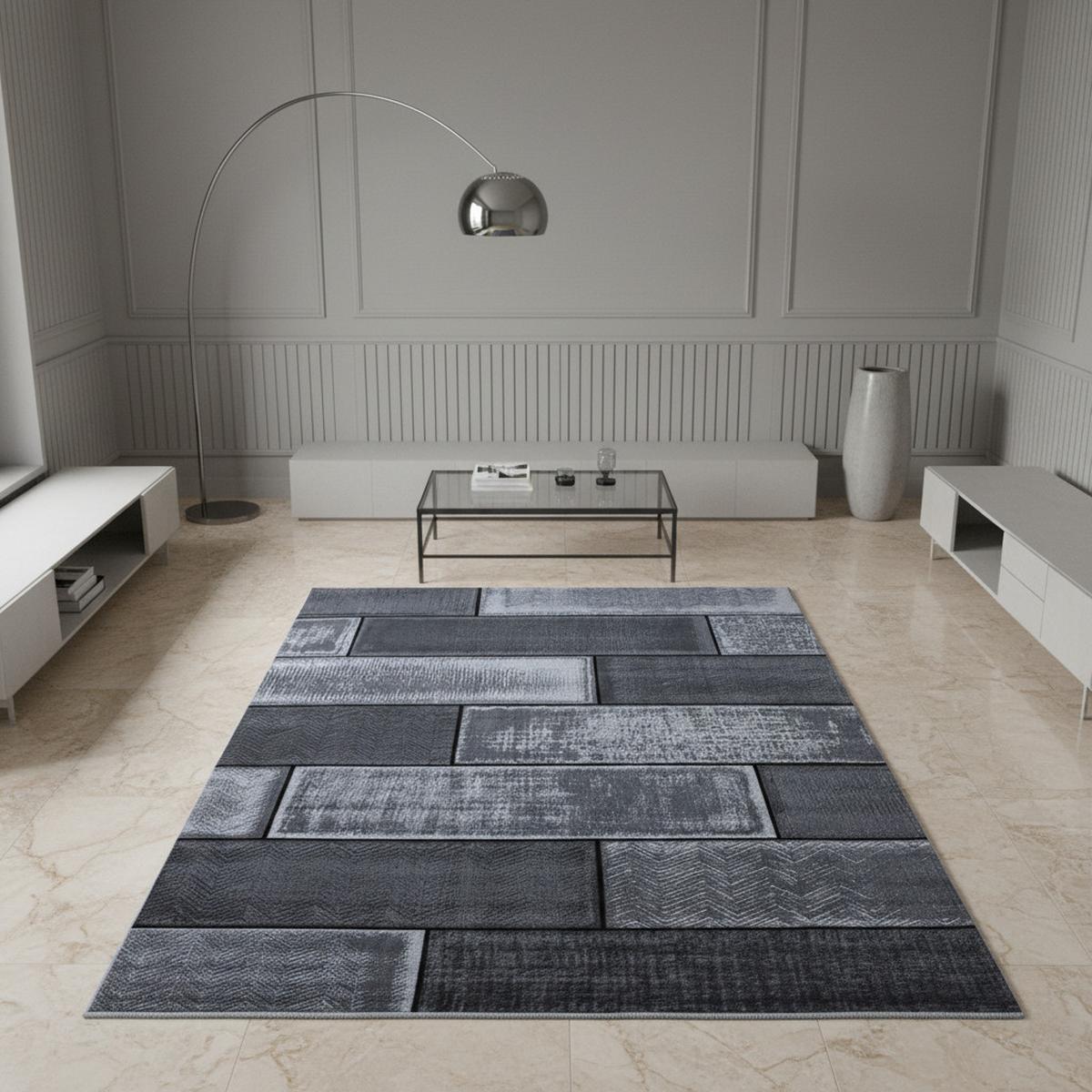 KURZFLORTEPPICH INN, in Steinoptik, Schwarz, 160 x 230 cm - Schwarz, Textil (160/230cm) - KADIMA DESIGN