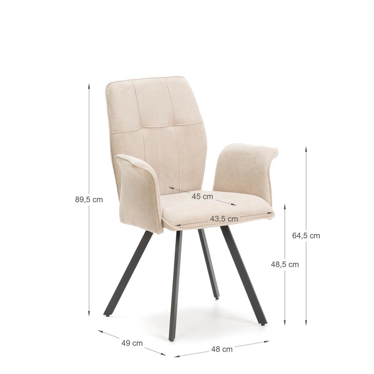 ESSZIMMERSTUHL Mery Beige 62/60/47 cm 2er-Set - Beige, Textil (60/47/62cm) - Calicosy
