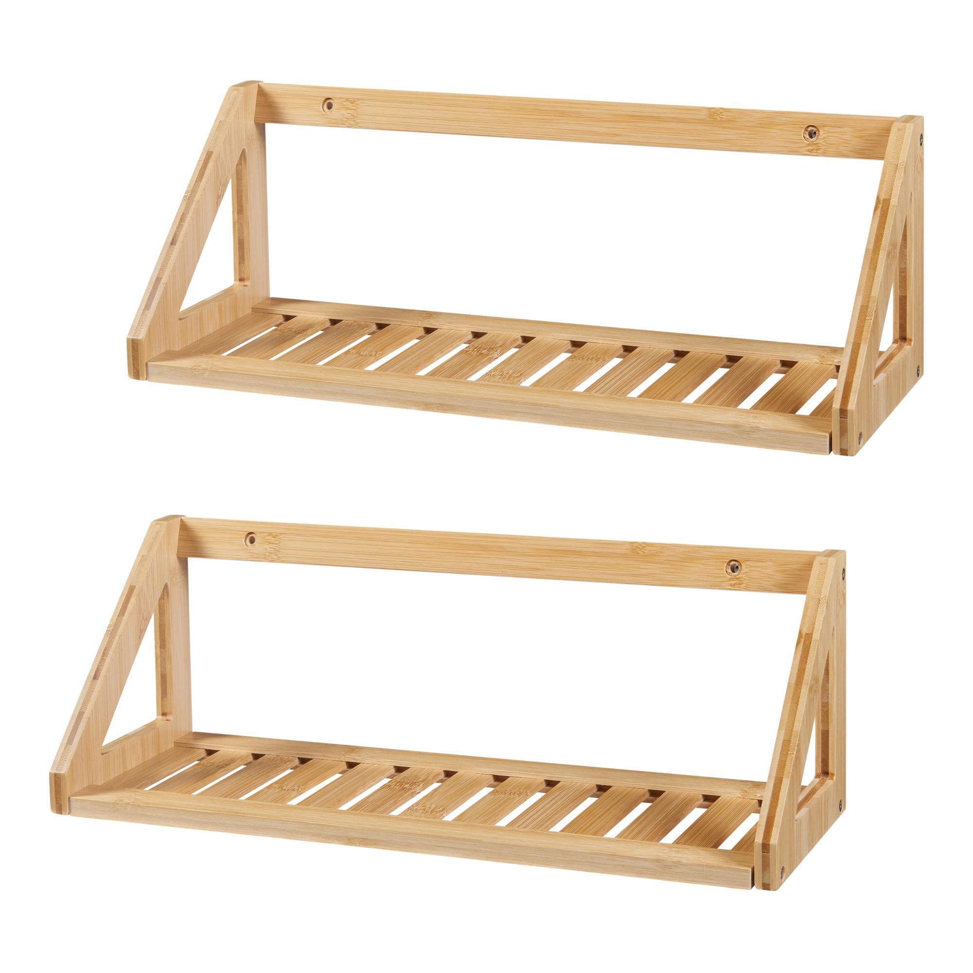 WANDREGAL-SET 2 TLG. Gjerdrum - Naturfarben, Naturmaterialen (15/15/43cm) - [en.casa]